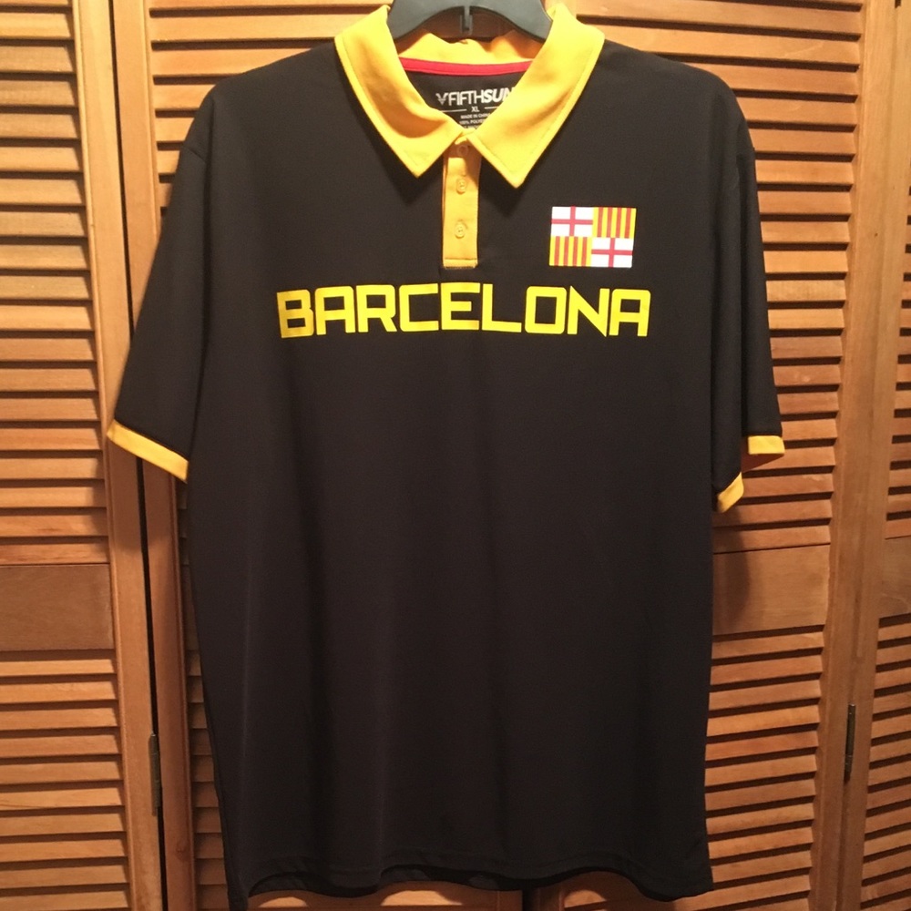 FifthSun Barcelona Black/Yellow Soccer Polo Shirt